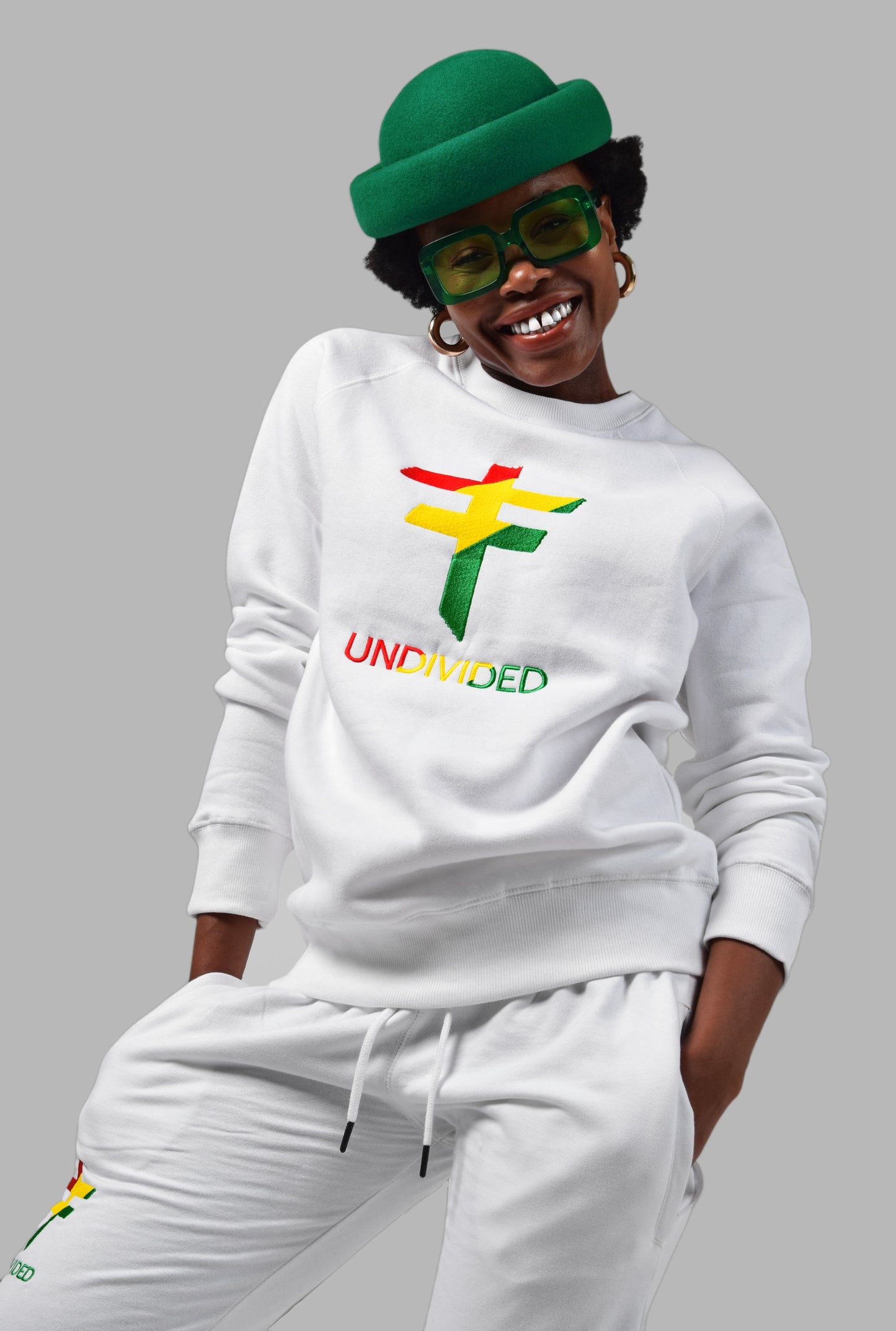 Represent:  Africa UNDIVIDED White Sweat Top Tracksuit