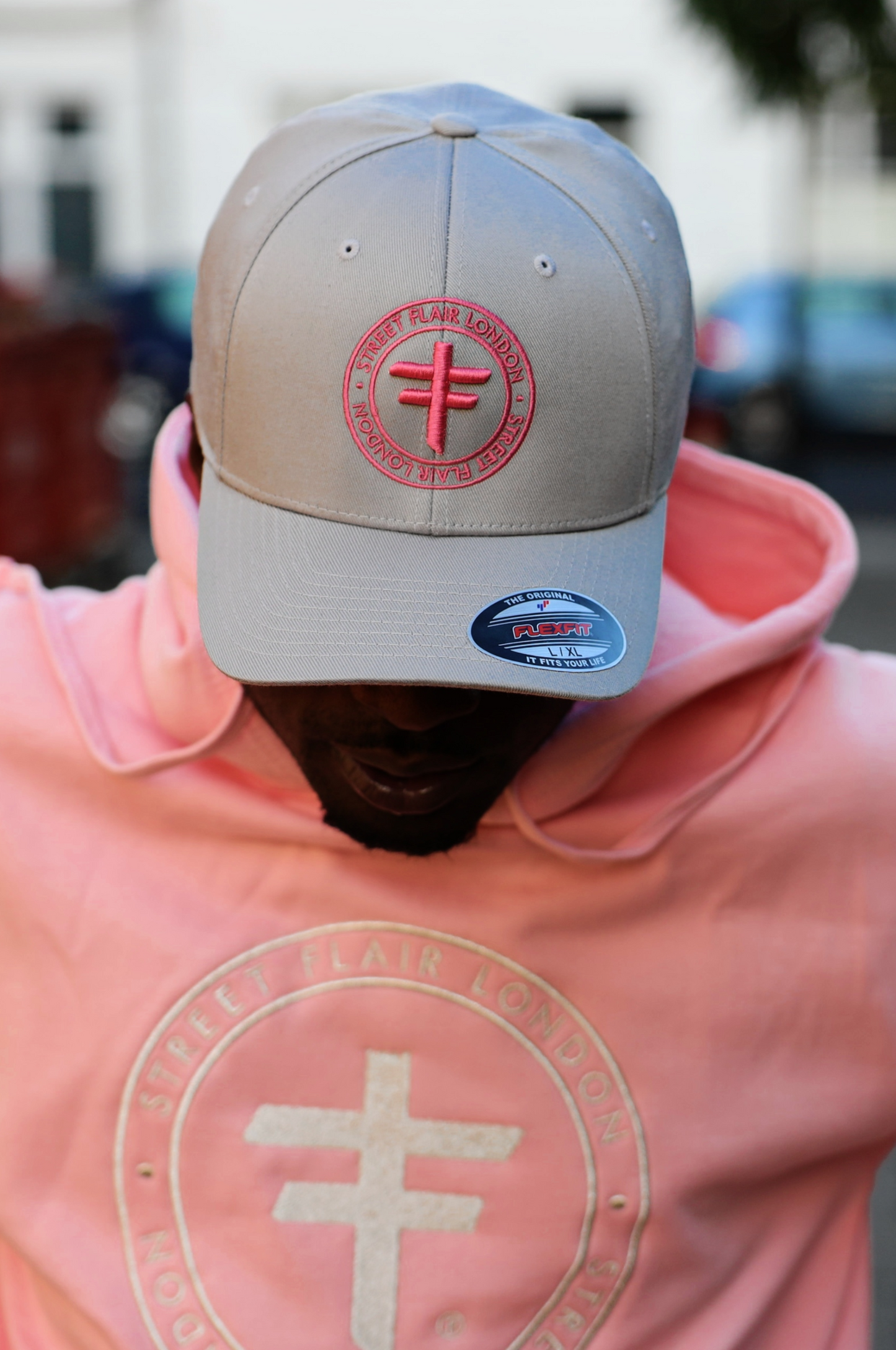 Grey & Pink Fitted Hat