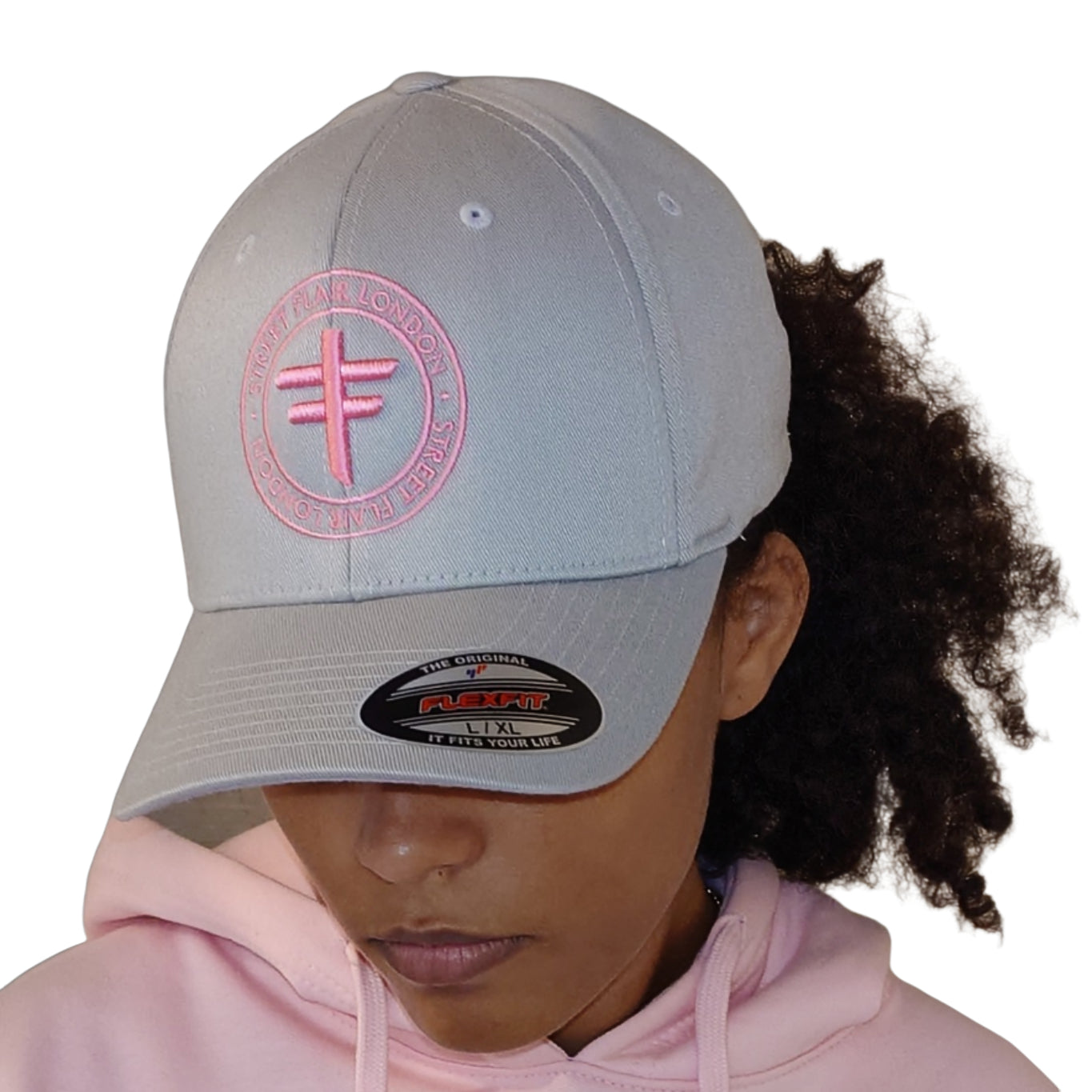 Grey & Pink Fitted Hat