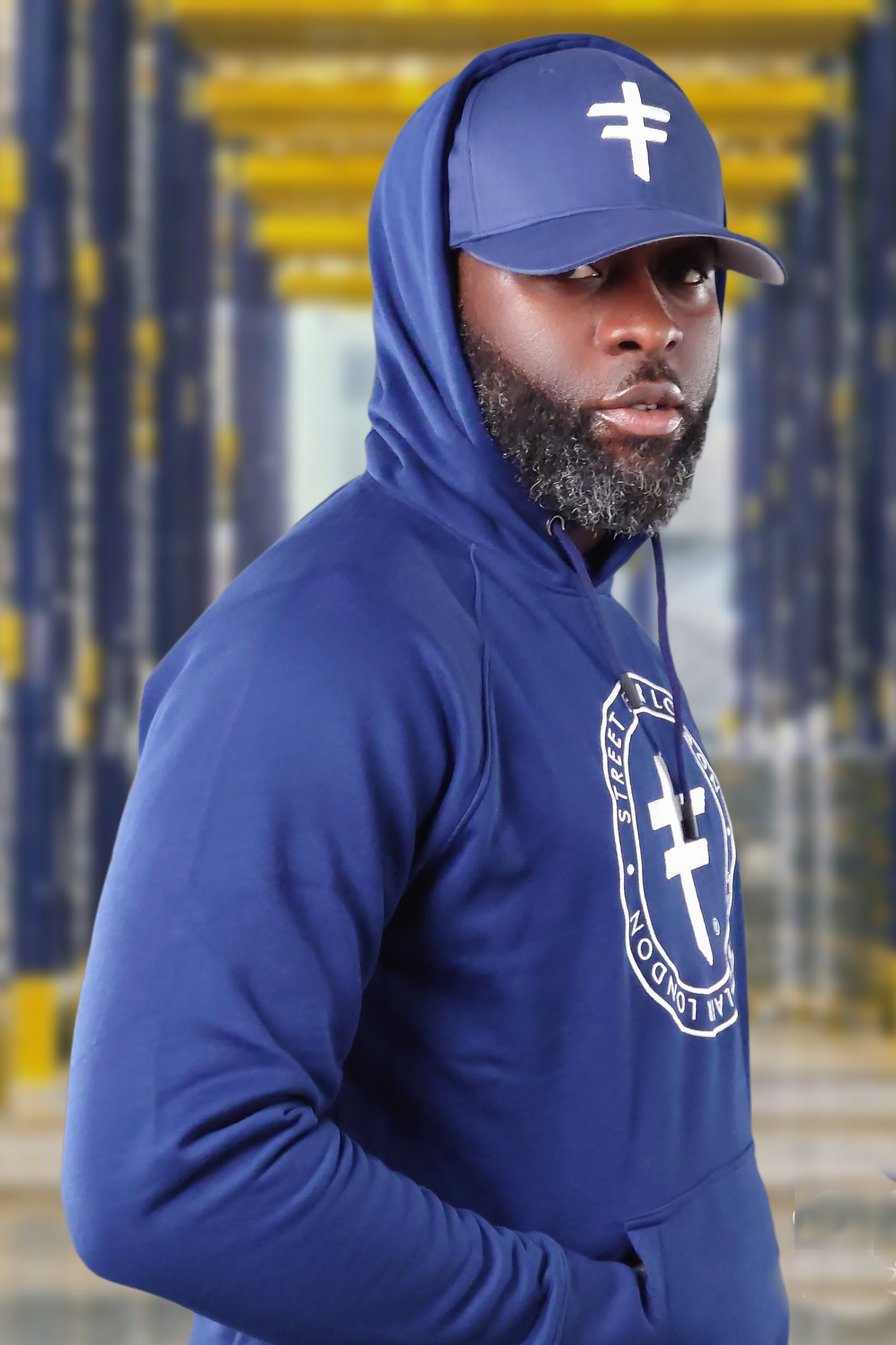 Navy Blue Hoodie With Full Front Embroidery
