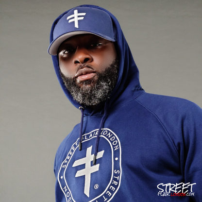 Navy Blue Hoodie With Full Front Embroidery