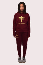 Load image into Gallery viewer, Undivided- Burgundy Tracksuit Gold Embroidery (Girls / Ladies)
