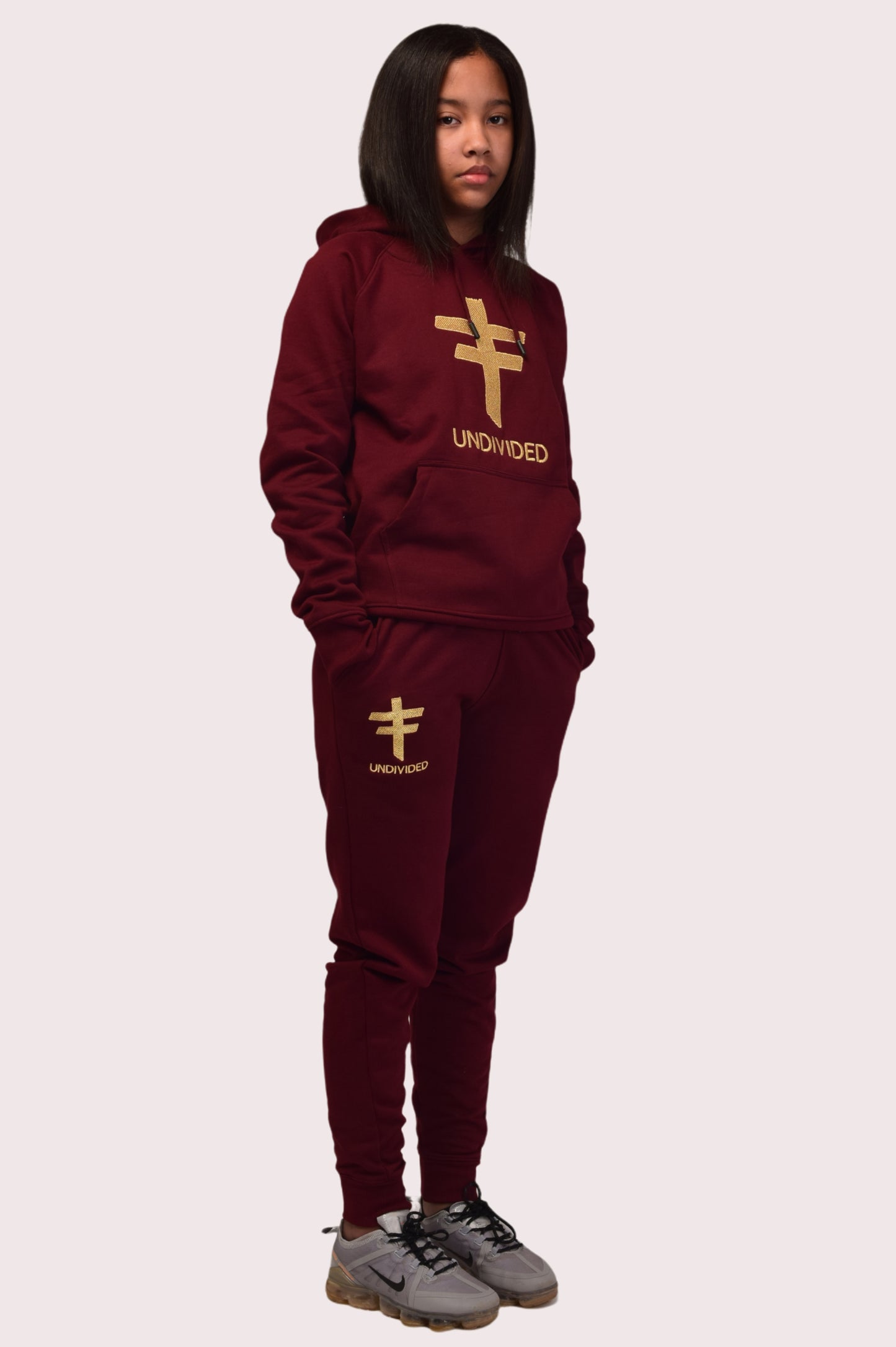 Undivided- Burgundy Tracksuit Gold Embroidery (Girls / Ladies)
