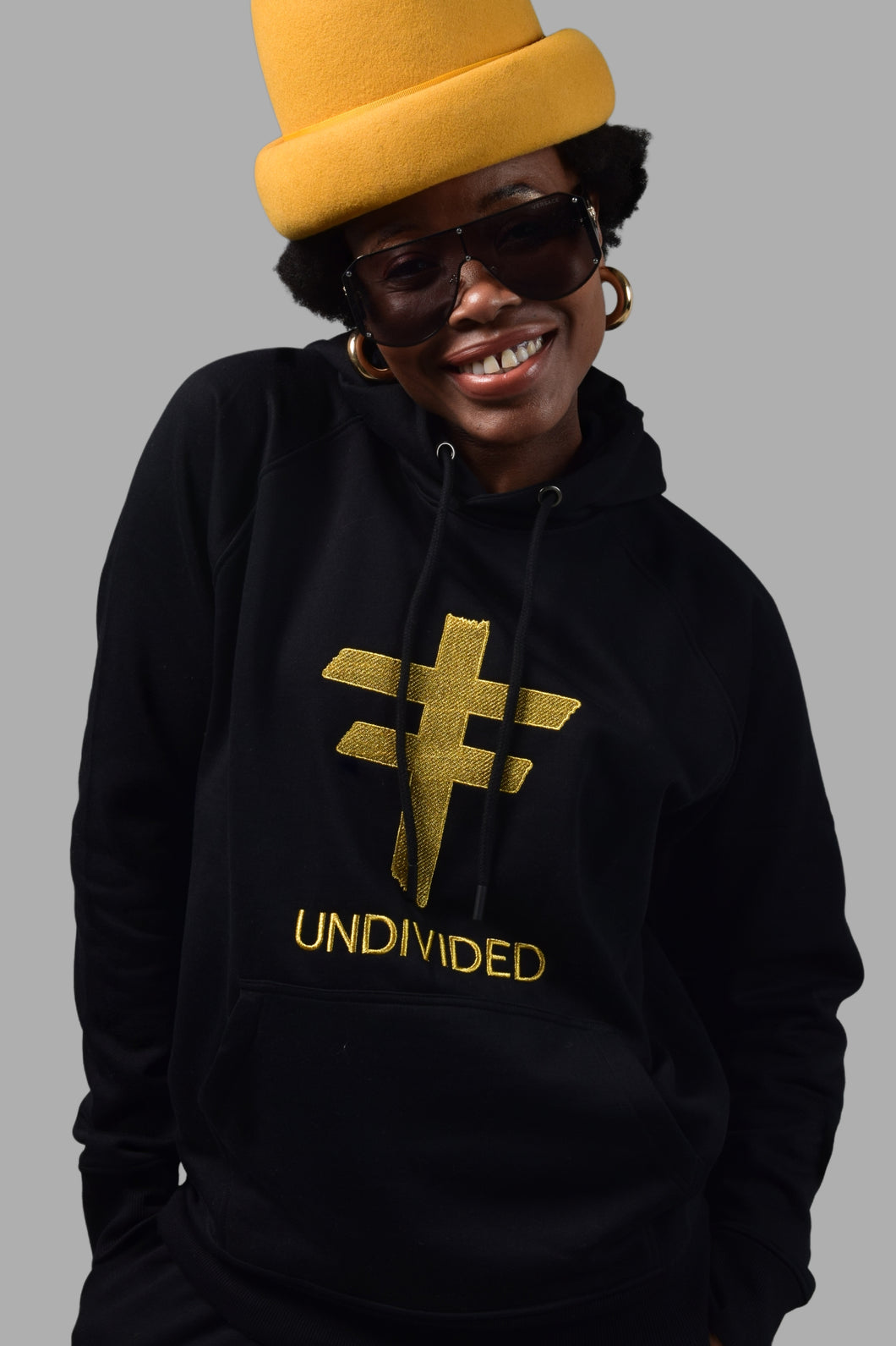 UNDIVIDED: Premium Gold Embroidery On Black Hoodie