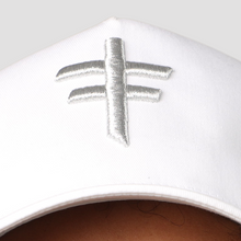 Load image into Gallery viewer, White Mesh Snapback With Silver Metallic Embroidery
