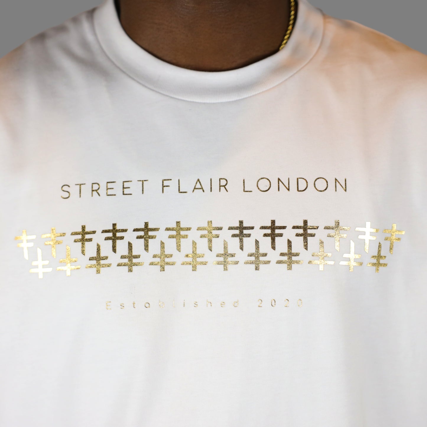Gold Interlocking On White T-shirt